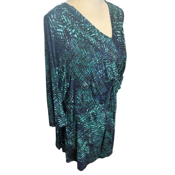 Catherines Plus Green Foliage Open-Shoulder Pockets Maxi Dress 3X 26/28 - Picture 2 of 4